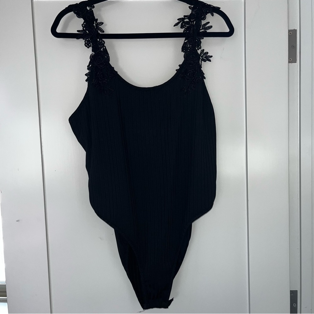 Black Lace Strap Bodysuit SHEIN 2XL TANK TOP BODYSUIT